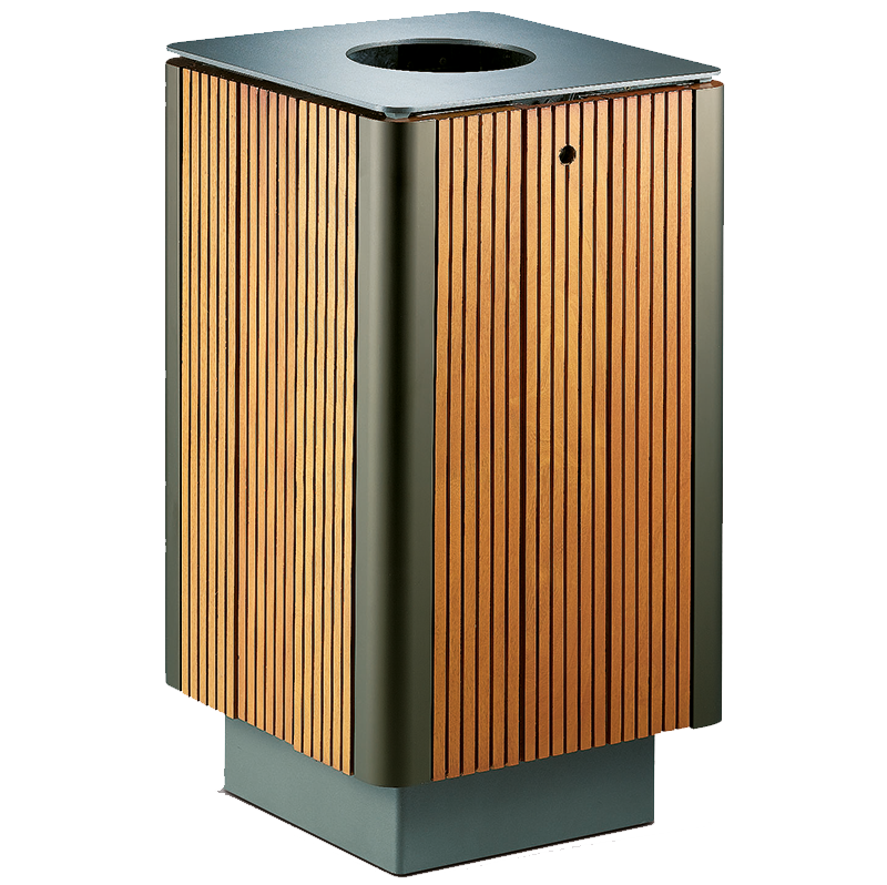 Square wood litter bin
