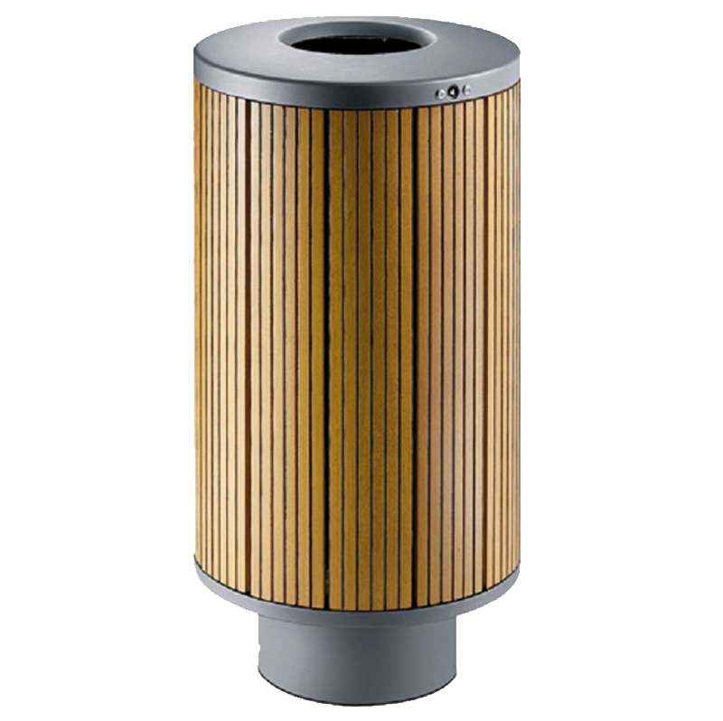 Round wood litter bin
