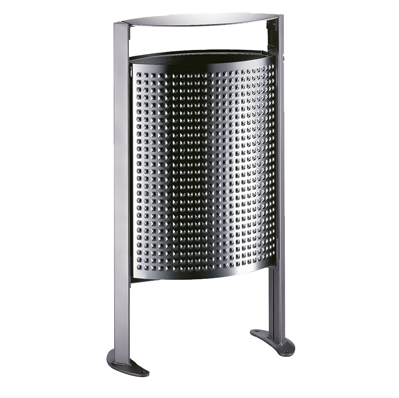 Oblong litter bin Diamond points stainless steel
