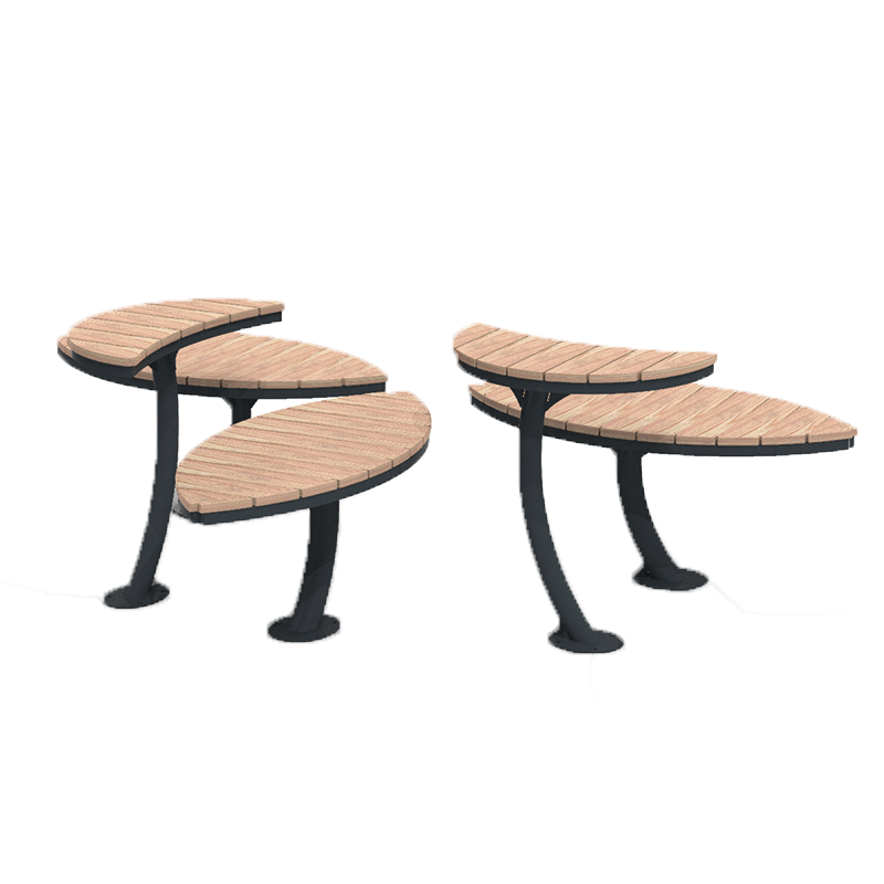 3 Sitzen + 2 gebogenen Tische