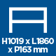 H1019 x L1860 x P163 mm