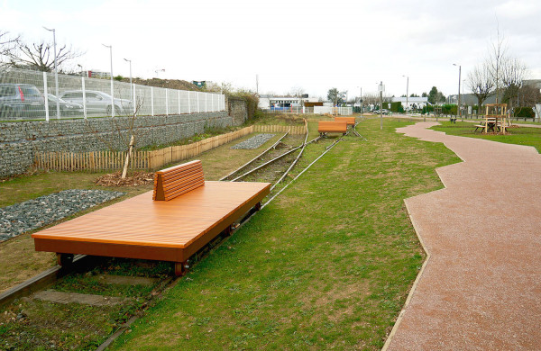 Special seats in wagon shape in Saint-Etienne (France)