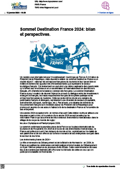 Sommet Destination France 2024: bilan et perspectives.